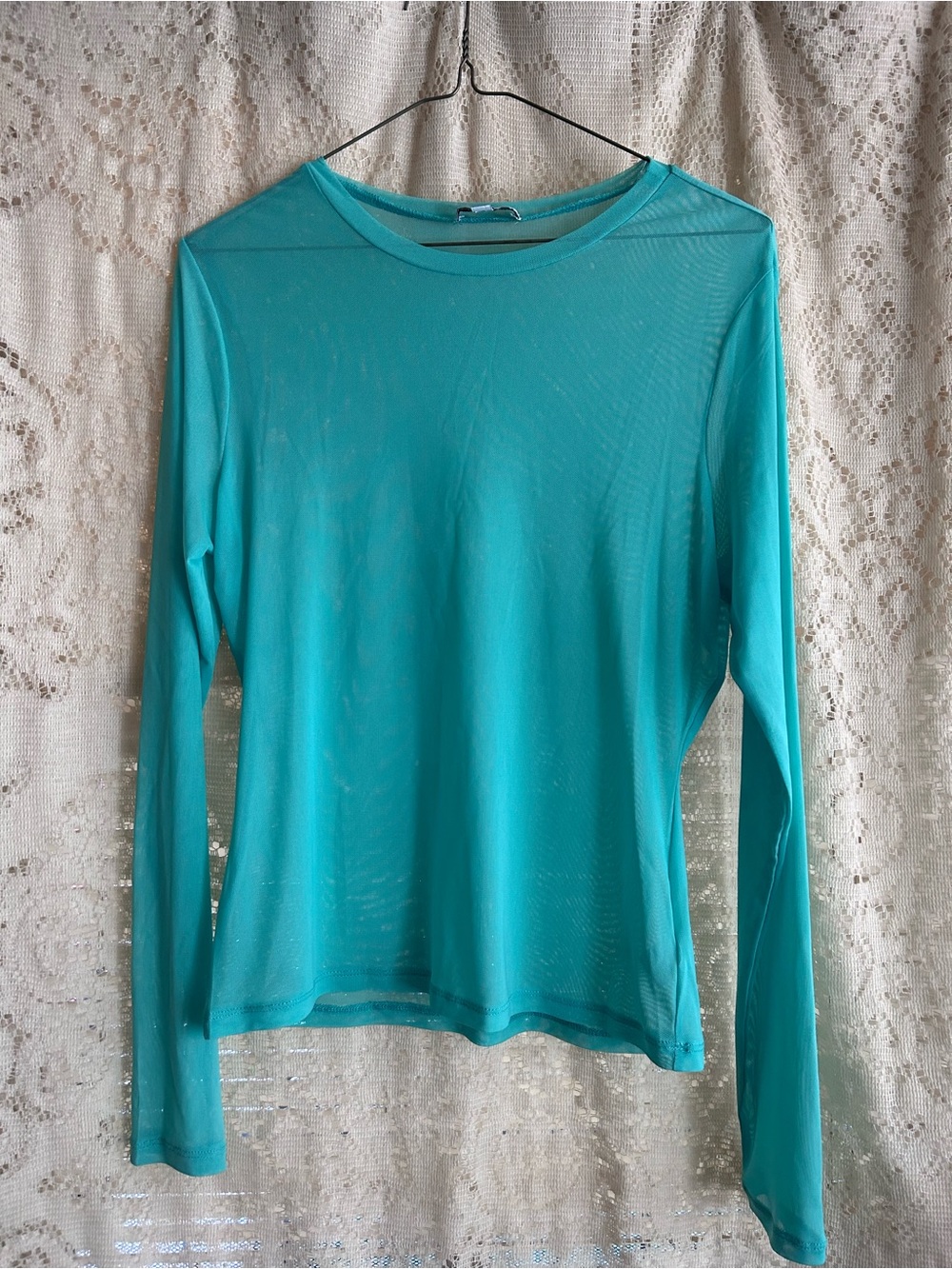 AFRM Los Angeles Mesh Long-Sleeve Crew Neck Top